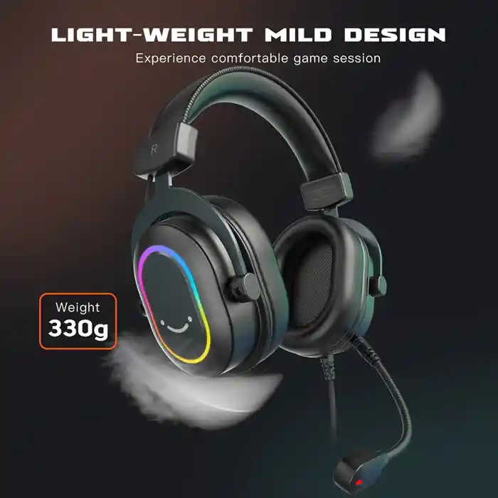 FIFINE H6 USB Headset with 24-bit, 7.1 Surround Sound, EQ modes, RGB, Volume & Mute Control, Detachable Mic